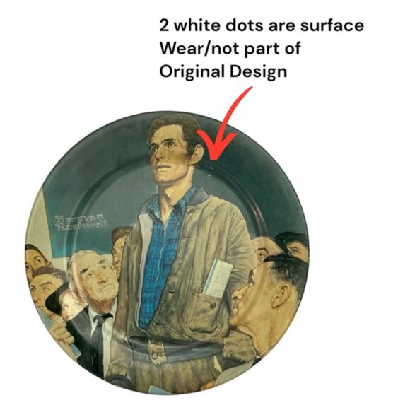 Norman Rockwell Metal Collector Plate Freedom Of Speech Four Freedoms Vintage 80 - Picture 7 of 16
